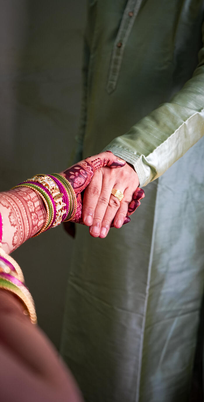 Romantic candid moment capturing the emotional connection between Shweta and Sandeep Rawat during their wedding ceremony.